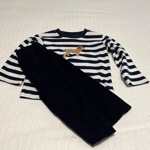 Zuccini boys Navy & White dog corduroy set 18 Mo